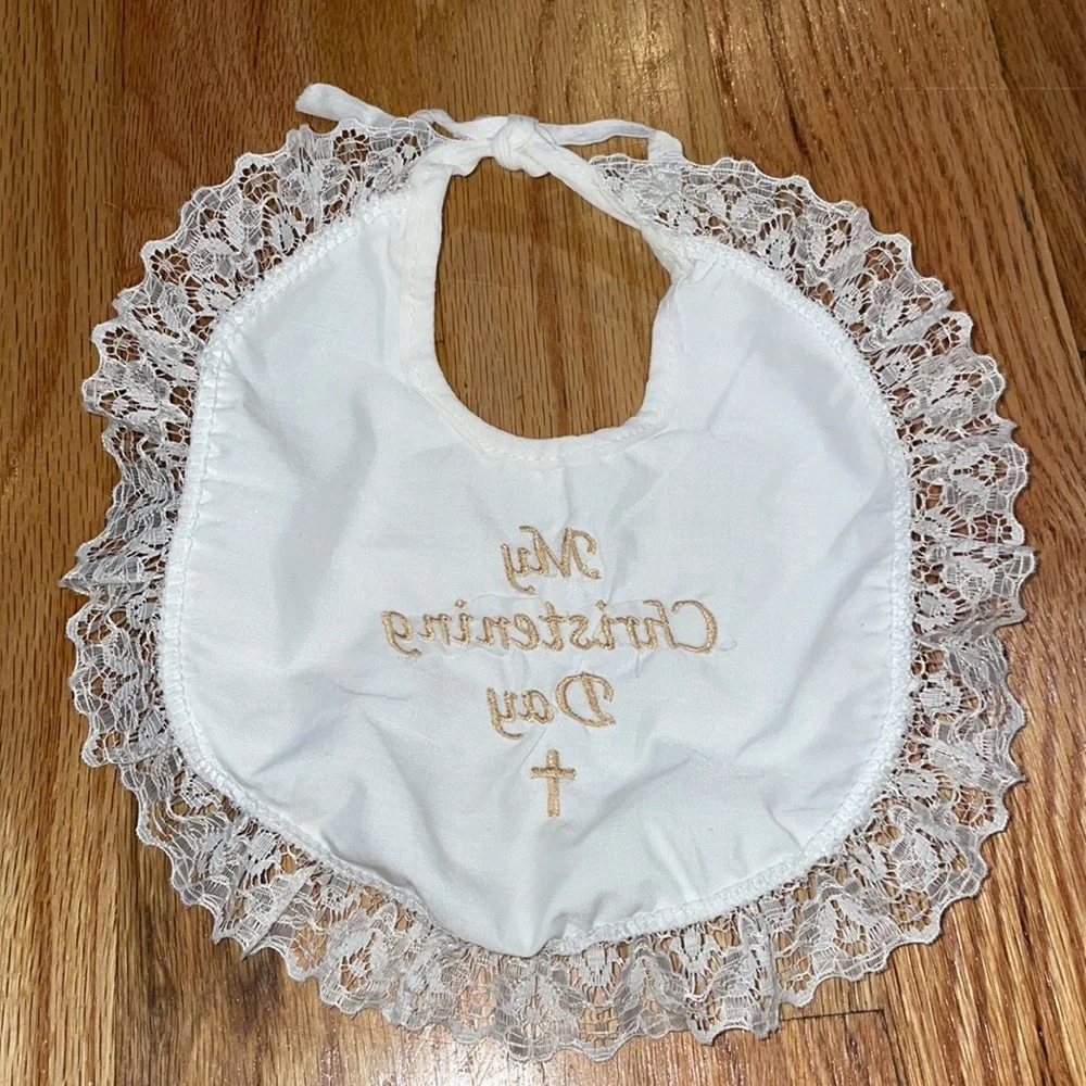 NEW my christening day satin bib FOR BABIES